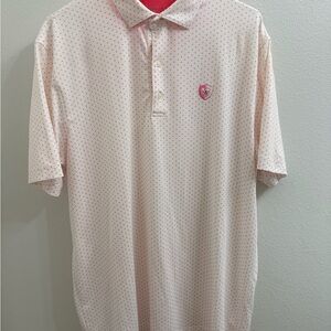 johnnie-O Light White Polo with Dotted Pattern